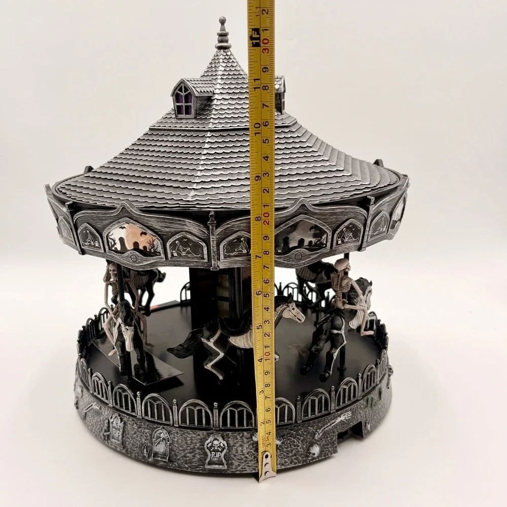 Toil and Trouble Halloween Carousel LED Light Up Rotating Spooky Gothic Decor